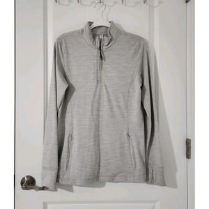Womens‎ Kyodan Outdoor 1/4 Zip Pullover Sweatshirt Long Sleeve Pockets Gray Sz L